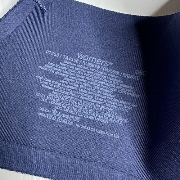 Warners Full Coverage Side Smoothing Bra Size 38C Dusty Blue Back Closure - Picture 3 of 6